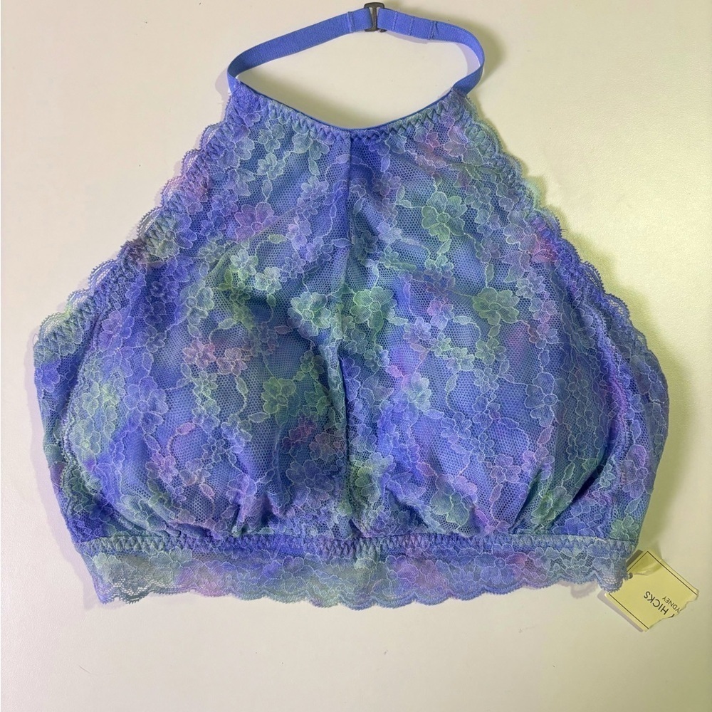 NWT Gilly Hicks Hollister Lavender & Mint Longline Halter Bralette L